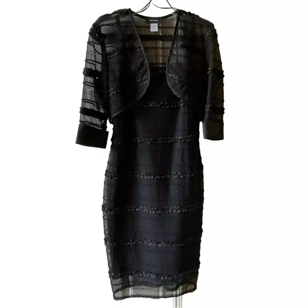 R&M Richards Women’s Dress w/ Bolero Size 10 Black w/Sequins Formal NEW
